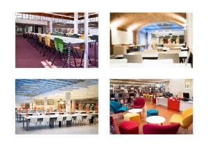 4 photos d'intérieurs des BU de l'UPJV